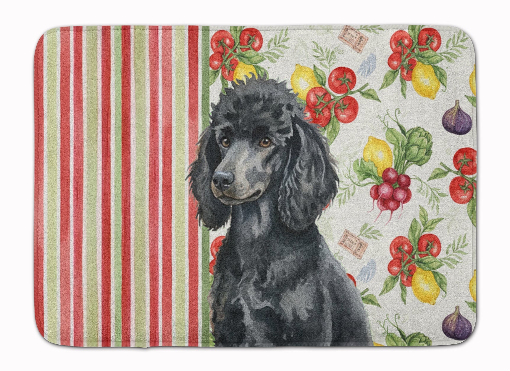 Standard Black Poodle Vegetables Memory Foam Kitchen Mat Machine Washable Anti-Fatigue Cushion Comfort Bath or Kitchen Rug