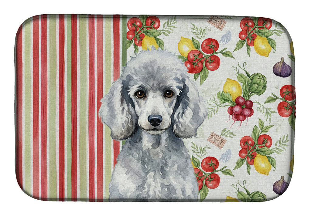 Standard Silver Poodle Vegetables Dish Drying Mat Absorbent Dish Drying Mat Pad for Kitchen Counter Dish Drainer Mat for Countertop, 14 x 21", Multicolor