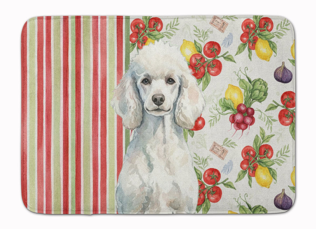 Standard White Poodle Vegetables Memory Foam Kitchen Mat Machine Washable Anti-Fatigue Cushion Comfort Bath or Kitchen Rug