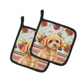 Toy Apricot Poodle Vegetables Pot Holder Set of 2 Heat Resistant Quilted Hot Pads 7.5 x 7.5 Inch, Insulated Kitchen Trivets for Cooking & Baking