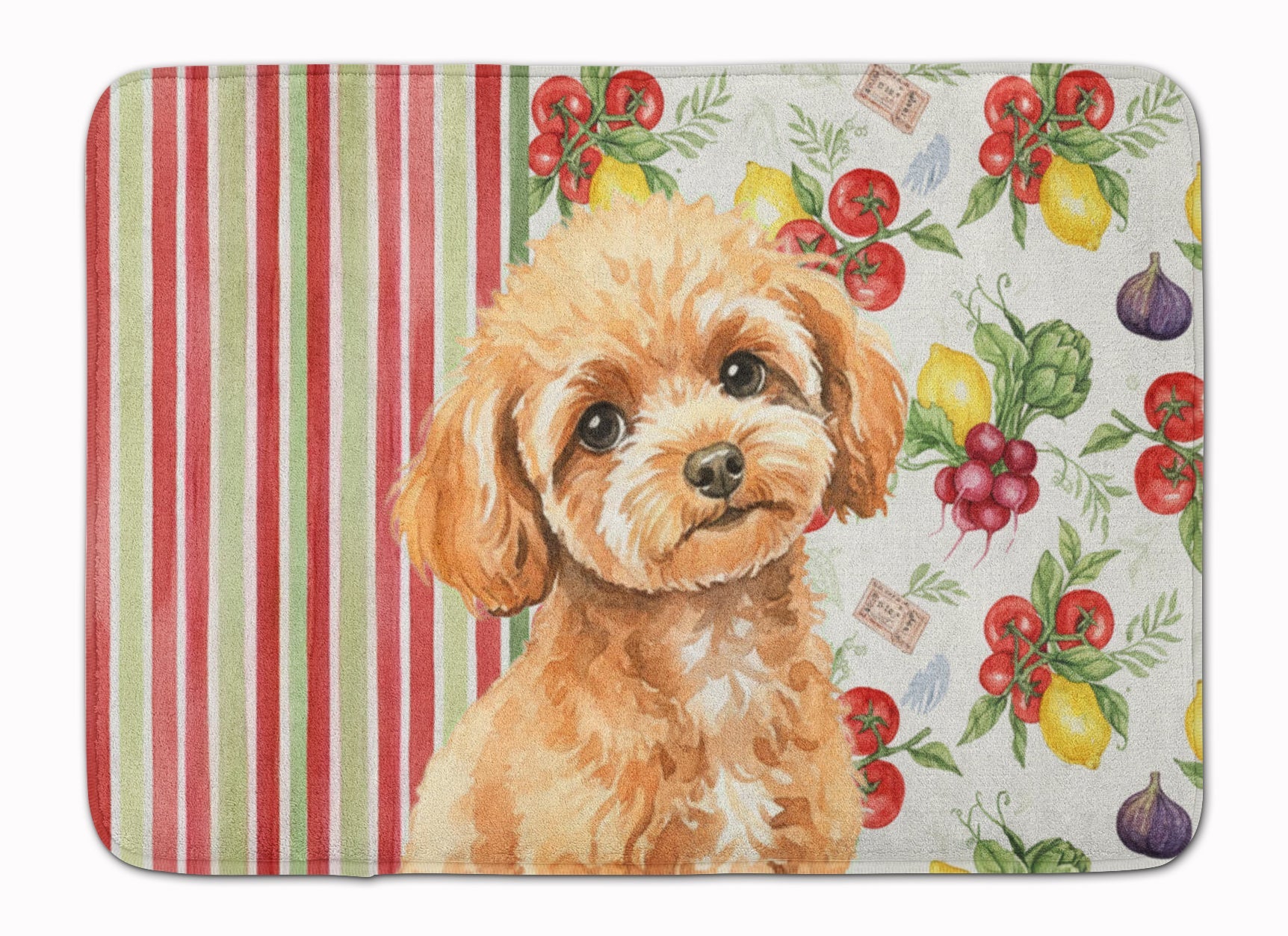 Toy Apricot Poodle Vegetables Memory Foam Kitchen Mat Machine Washable Anti-Fatigue Cushion Comfort Bath or Kitchen Rug