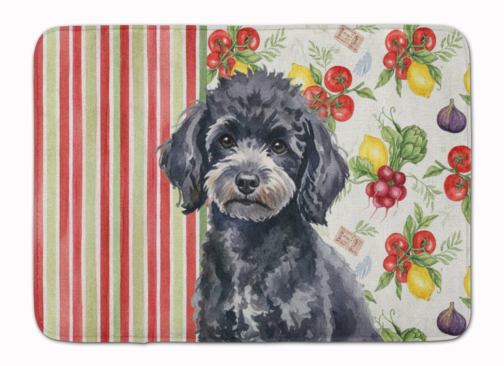 Toy Black Poodle Vegetables Memory Foam Kitchen Mat Machine Washable Anti-Fatigue Cushion Comfort Bath or Kitchen Rug