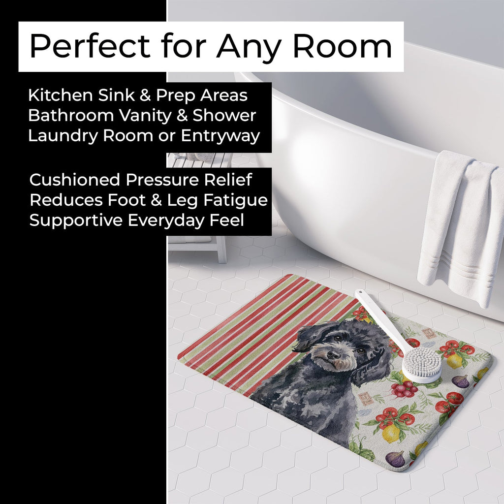 Toy Black Poodle Vegetables Memory Foam Kitchen Mat Machine Washable Anti-Fatigue Cushion Comfort Bath or Kitchen Rug