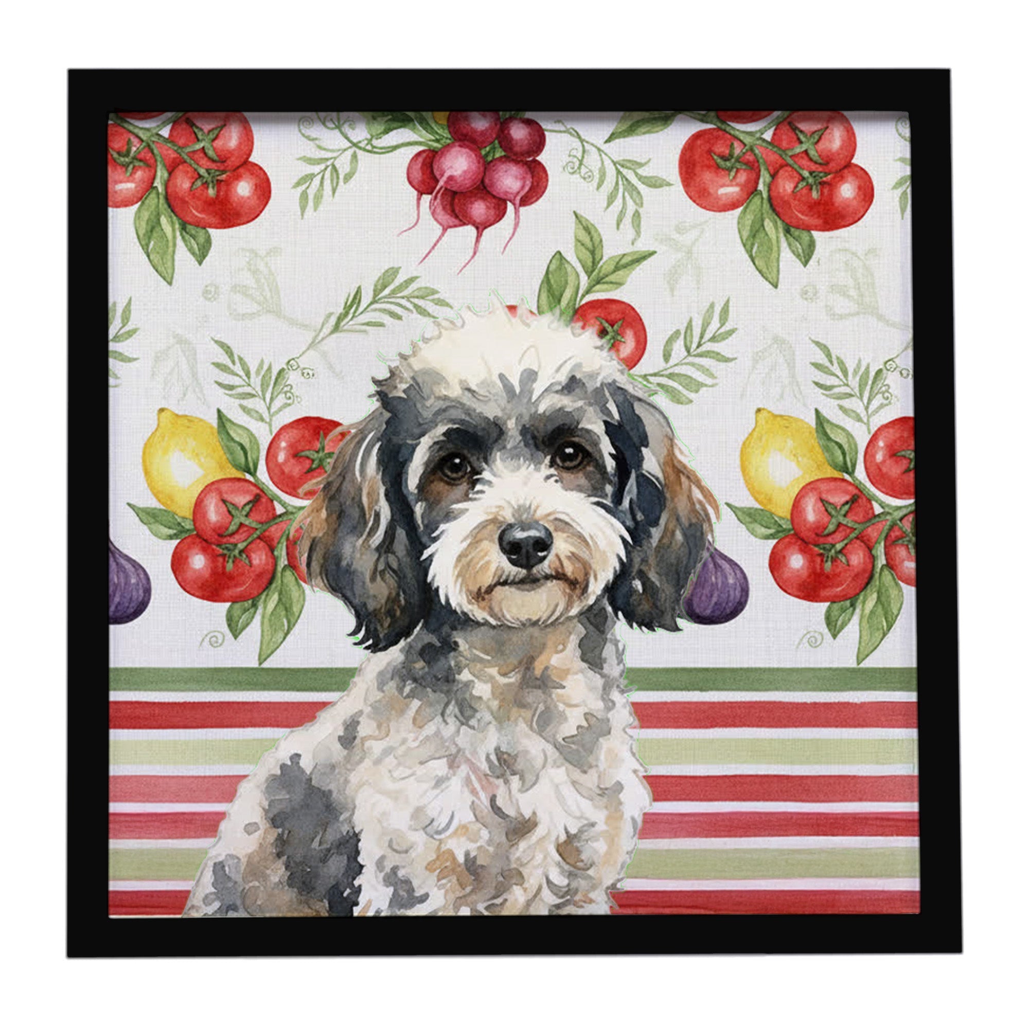 Toy Parti Poodle Vegetables Framed Metal Print Bathroom, Kitchen, Office, Home Decor Wall Art Ready to Hang, Square, 8X8