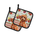 Toy Red Poodle Vegetables Pot Holder Set of 2 Heat Resistant Quilted Hot Pads 7.5 x 7.5 Inch, Insulated Kitchen Trivets for Cooking & Baking