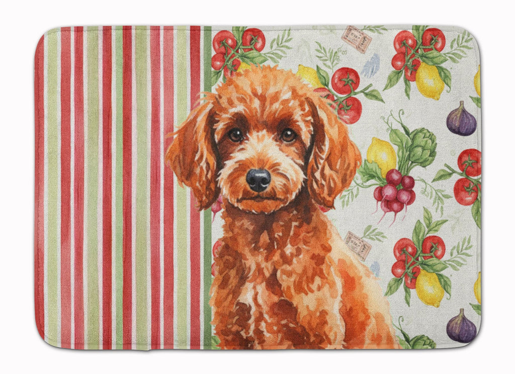 Toy Red Poodle Vegetables Memory Foam Kitchen Mat Machine Washable Anti-Fatigue Cushion Comfort Bath or Kitchen Rug