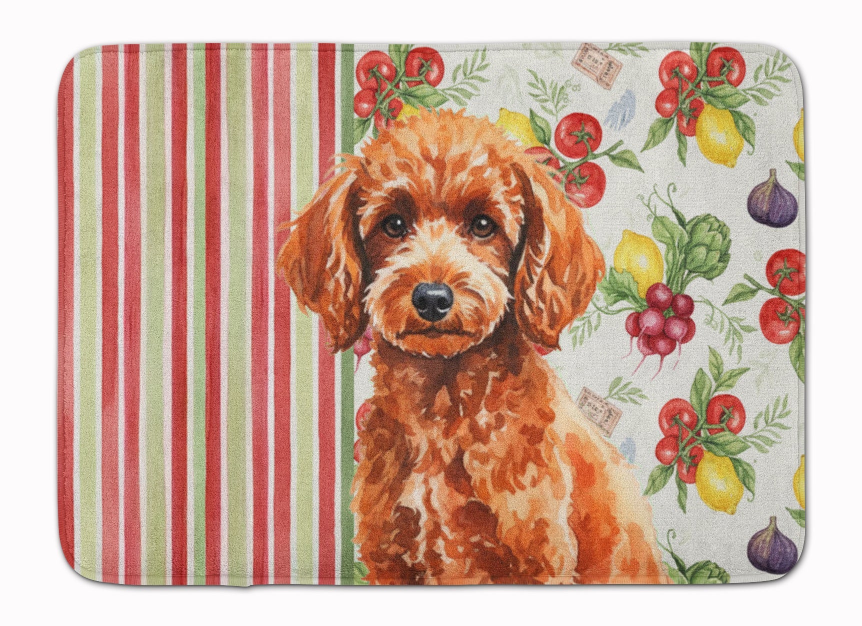 Toy Red Poodle Vegetables Memory Foam Kitchen Mat Machine Washable Anti-Fatigue Cushion Comfort Bath or Kitchen Rug