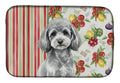 Toy Silver Poodle Vegetables Dish Drying Mat Absorbent Dish Drying Mat Pad for Kitchen Counter Dish Drainer Mat for Countertop, 14 x 21", Multicolor