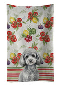 Toy Silver Poodle Vegetables Kitchen Towel Velour Plush Front and Cotton Loop Back Machine Washable