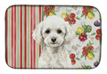 Toy White Poodle Vegetables Dish Drying Mat Absorbent Dish Drying Mat Pad for Kitchen Counter Dish Drainer Mat for Countertop, 14 x 21", Multicolor
