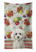 Toy White Poodle Vegetables Kitchen Towel Velour Plush Front and Cotton Loop Back Machine Washable