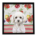 Toy White Poodle Vegetables Framed Metal Print Bathroom, Kitchen, Office, Home Decor Wall Art Ready to Hang, Square, 8X8
