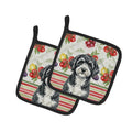 Portuguese Water Dog Vegetables Pot Holder Set of 2 Heat Resistant Quilted Hot Pads 7.5 x 7.5 Inch, Insulated Kitchen Trivets for Cooking & Baking