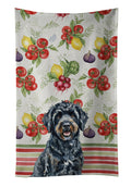 Black Portuguese Water Dog Vegetables Kitchen Towel Velour Plush Front and Cotton Loop Back Machine Washable