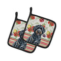 Black Portuguese Water Dog Vegetables Pot Holder Set of 2 Heat Resistant Quilted Hot Pads 7.5 x 7.5 Inch, Insulated Kitchen Trivets for Cooking & Baking
