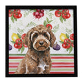 Brown Portuguese Water Dog Vegetables Framed Metal Print Bathroom, Kitchen, Office, Home Decor Wall Art Ready to Hang, Square, 8X8
