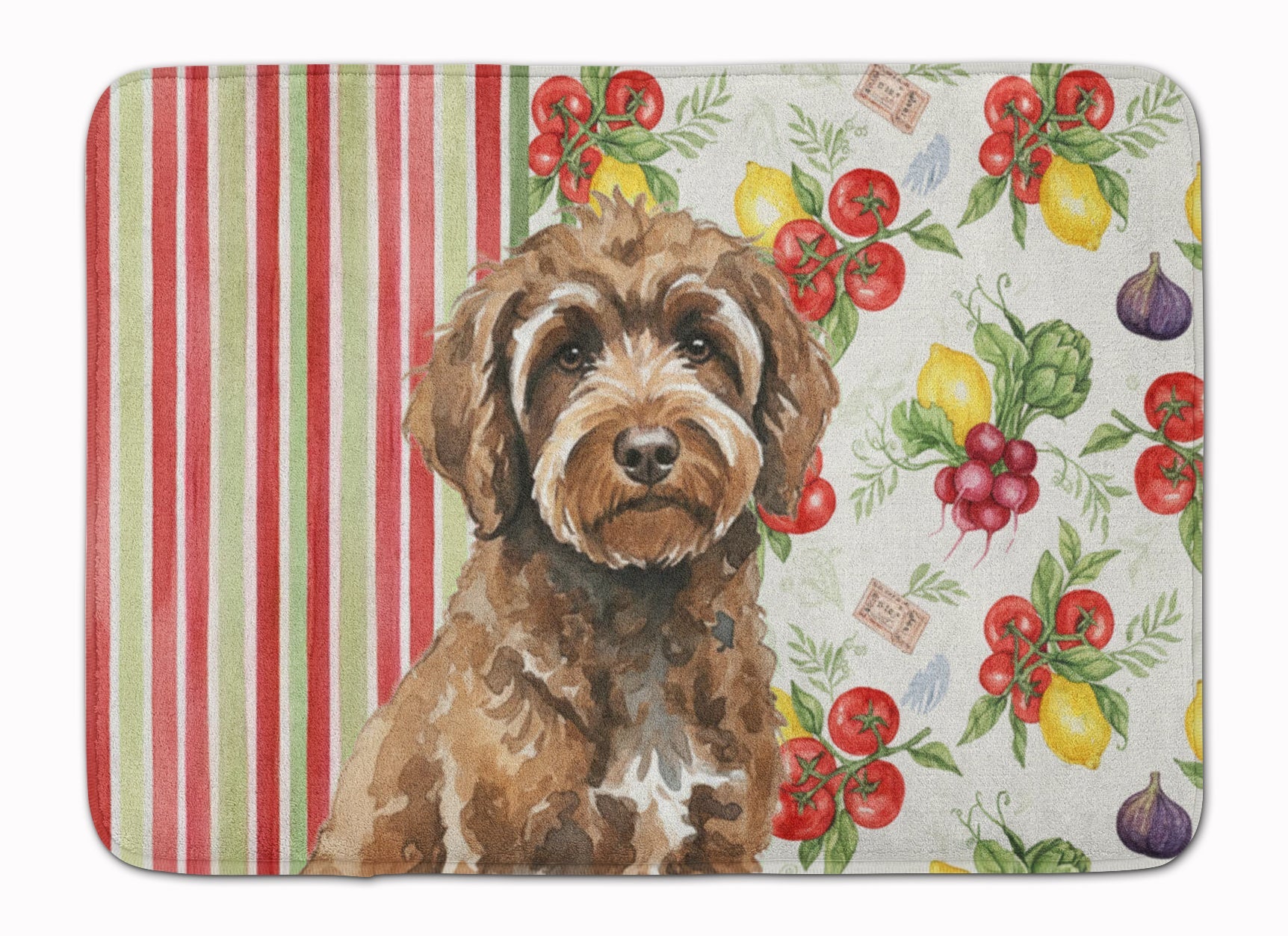 Brown Portuguese Water Dog Vegetables Memory Foam Kitchen Mat Machine Washable Anti-Fatigue Cushion Comfort Bath or Kitchen Rug