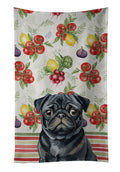 Black Pug Vegetables Kitchen Towel Velour Plush Front and Cotton Loop Back Machine Washable