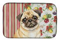 Fawn Pug Vegetables Dish Drying Mat Absorbent Dish Drying Mat Pad for Kitchen Counter Dish Drainer Mat for Countertop, 14 x 21", Multicolor