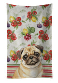 Fawn Pug Vegetables Kitchen Towel Velour Plush Front and Cotton Loop Back Machine Washable