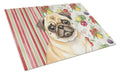 Fawn Pug Vegetables Cutting Board Tempered Glass Kitchen Cutting Surface, Heat Resistant Chopping, Non-Slip Feet, Food Prep & Serving