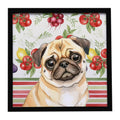 Fawn Pug Vegetables Framed Metal Print Bathroom, Kitchen, Office, Home Decor Wall Art Ready to Hang, Square, 8X8