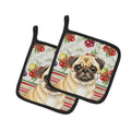 Fawn Pug Vegetables Pot Holder Set of 2 Heat Resistant Quilted Hot Pads 7.5 x 7.5 Inch, Insulated Kitchen Trivets for Cooking & Baking