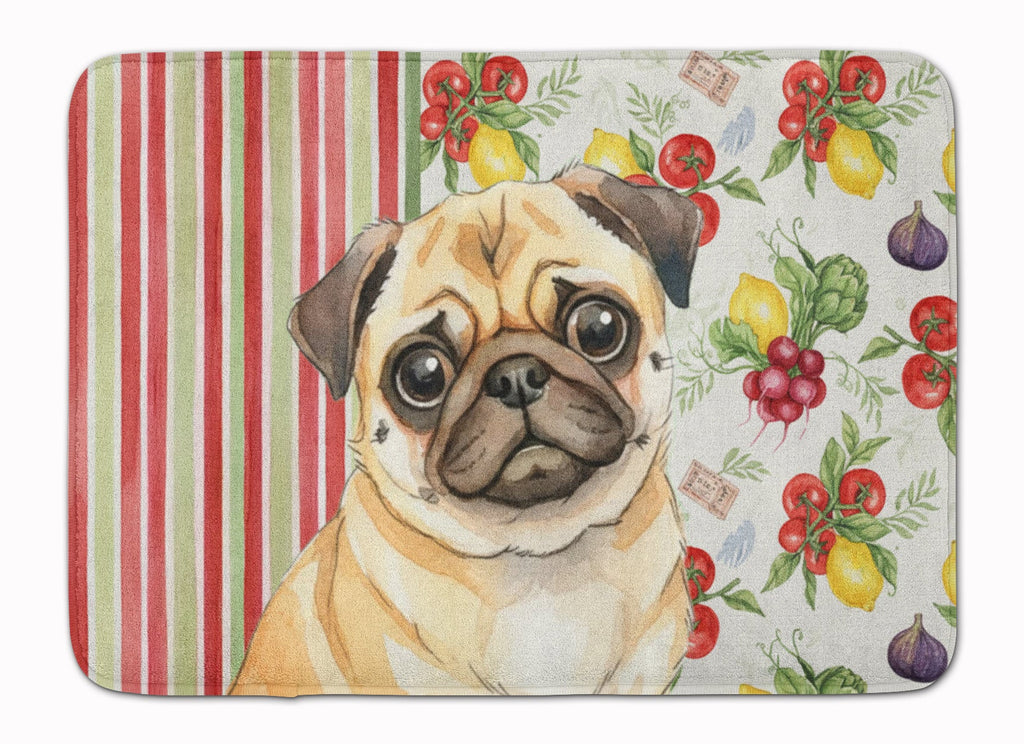 Fawn Pug Vegetables Memory Foam Kitchen Mat Machine Washable Anti-Fatigue Cushion Comfort Bath or Kitchen Rug