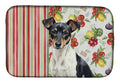 Black and White Rat Terrier Vegetables Dish Drying Mat Absorbent Dish Drying Mat Pad for Kitchen Counter Dish Drainer Mat for Countertop, 14 x 21", Multicolor