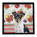 Black and White Rat Terrier Vegetables Framed Metal Print Bathroom, Kitchen, Office, Home Decor Wall Art Ready to Hang, Square, 8X8