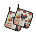 Black and White Rat Terrier Vegetables Pot Holder Set of 2 Heat Resistant Quilted Hot Pads 7.5 x 7.5 Inch, Insulated Kitchen Trivets for Cooking & Baking