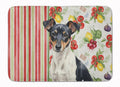Black and White Rat Terrier Vegetables Memory Foam Kitchen Mat Machine Washable Anti-Fatigue Cushion Comfort Bath or Kitchen Rug