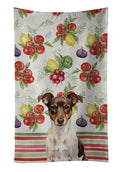 Chocolate and White Rat Terrier Vegetables Kitchen Towel Velour Plush Front and Cotton Loop Back Machine Washable