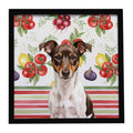 Chocolate and White Rat Terrier Vegetables Framed Metal Print Bathroom, Kitchen, Office, Home Decor Wall Art Ready to Hang, Square, 8X8