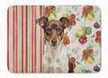 Chocolate and White Rat Terrier Vegetables Memory Foam Kitchen Mat Machine Washable Anti-Fatigue Cushion Comfort Bath or Kitchen Rug