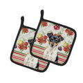 Tricolor Rat Terrier Vegetables Pot Holder Set of 2 Heat Resistant Quilted Hot Pads 7.5 x 7.5 Inch, Insulated Kitchen Trivets for Cooking & Baking