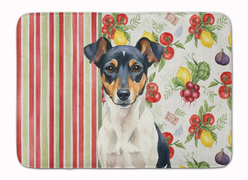 Tricolor Rat Terrier Vegetables Memory Foam Kitchen Mat Machine Washable Anti-Fatigue Cushion Comfort Bath or Kitchen Rug