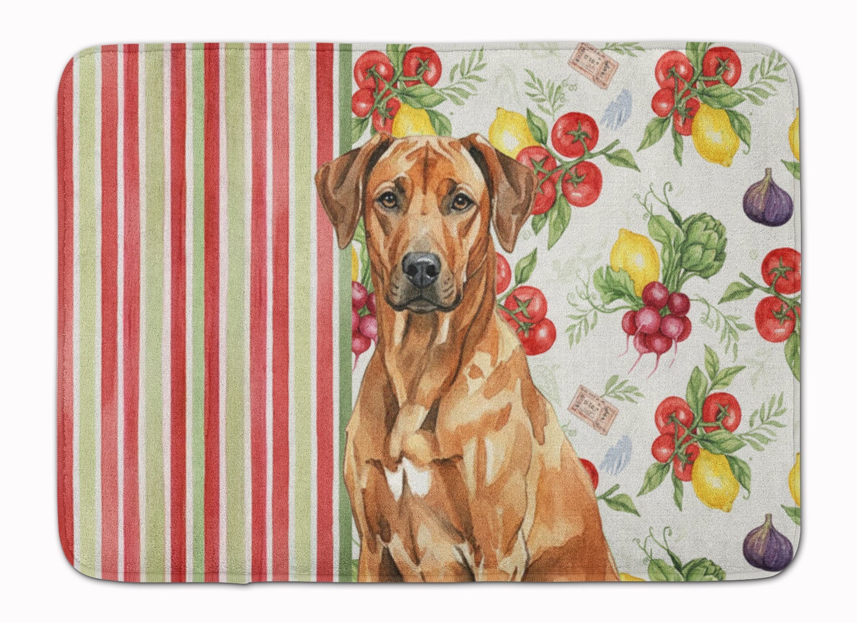 Rhodesian Ridgeback Vegetables Memory Foam Kitchen Mat Machine Washable Anti-Fatigue Cushion Comfort Bath or Kitchen Rug