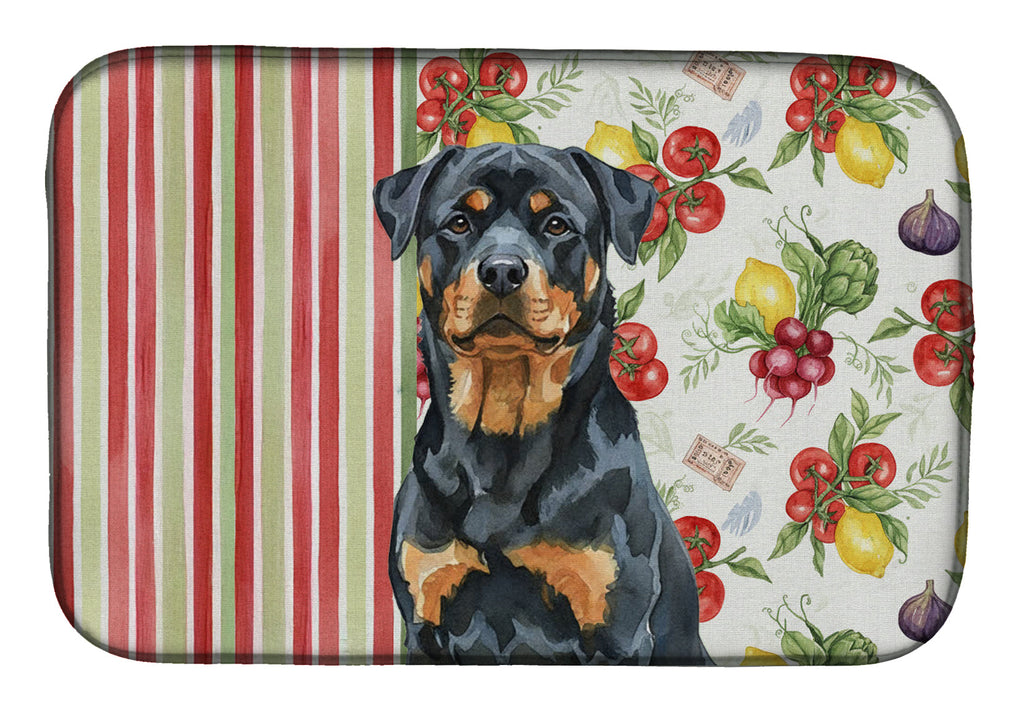Rottweiler Vegetables Dish Drying Mat Absorbent Dish Drying Mat Pad for Kitchen Counter Dish Drainer Mat for Countertop, 14 x 21", Multicolor
