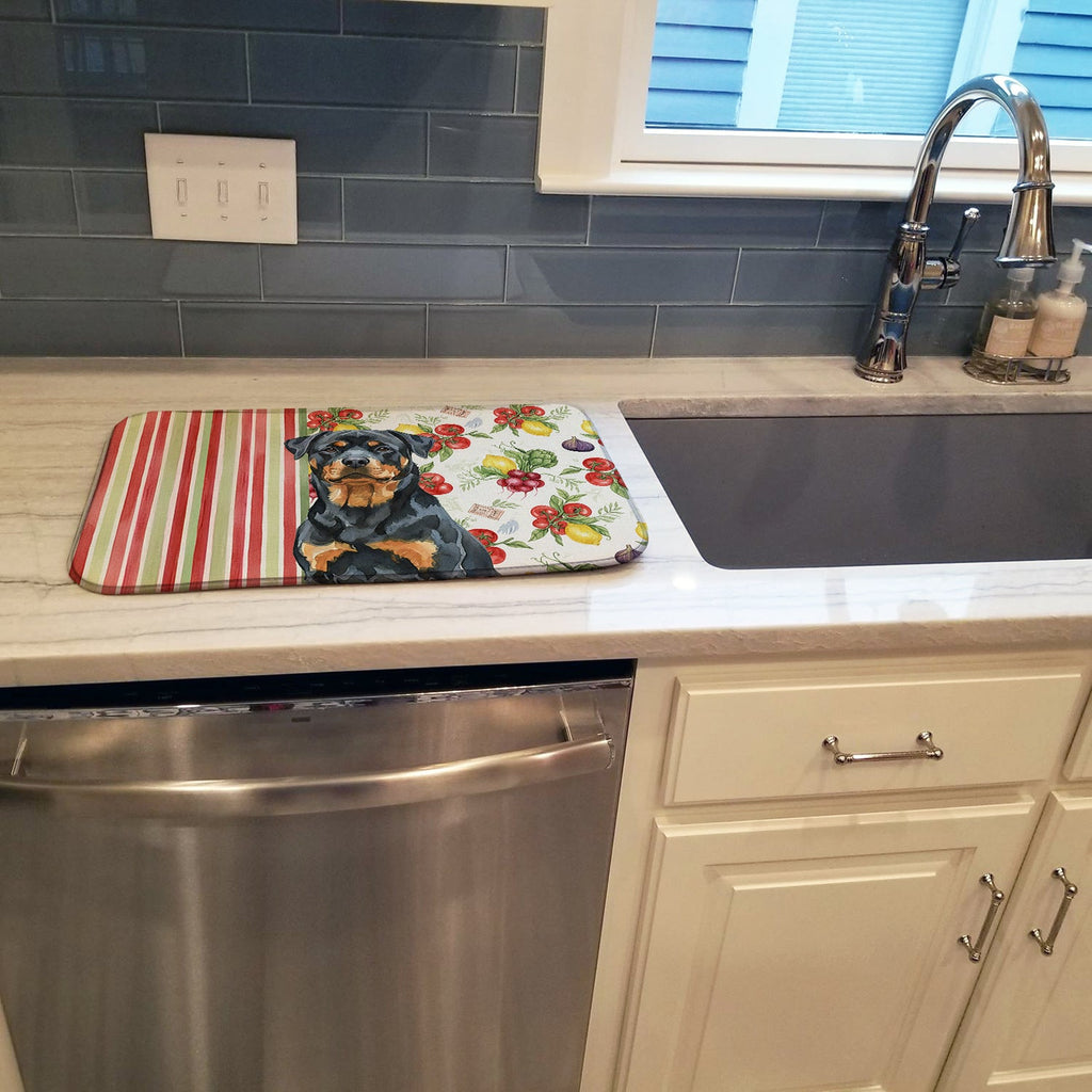Rottweiler Vegetables Dish Drying Mat Absorbent Dish Drying Mat Pad for Kitchen Counter Dish Drainer Mat for Countertop, 14 x 21", Multicolor