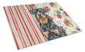 Rottweiler Vegetables Cutting Board Tempered Glass Kitchen Cutting Surface, Heat Resistant Chopping, Non-Slip Feet, Food Prep & Serving