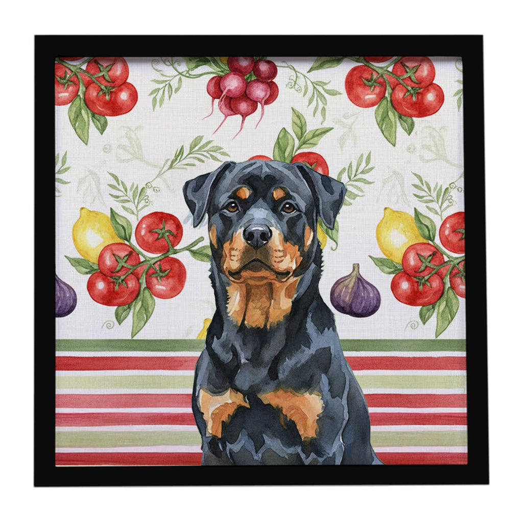 Rottweiler Vegetables Framed Metal Print Bathroom, Kitchen, Office, Home Decor Wall Art Ready to Hang, Square, 8X8