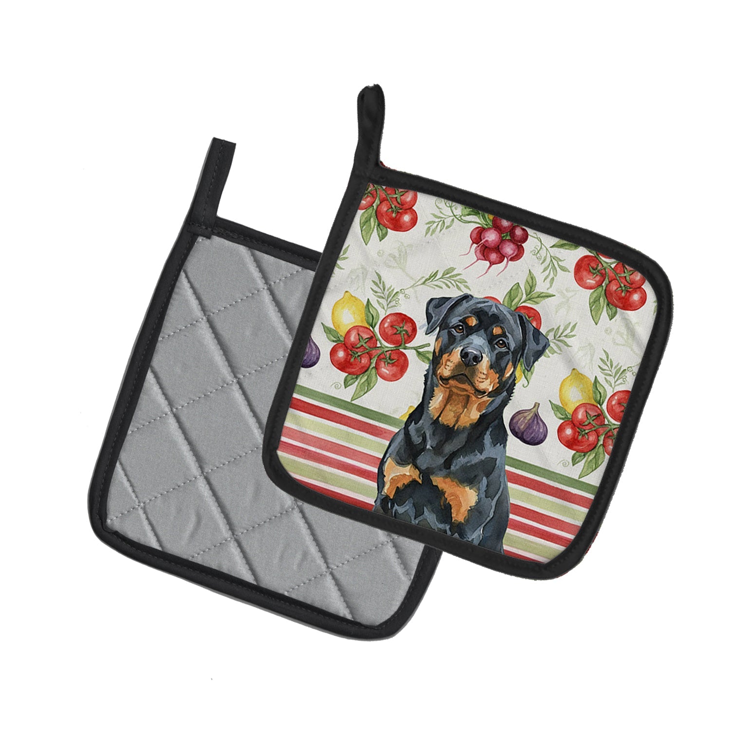Rottweiler Vegetables Pot Holder Set of 2 Heat Resistant Quilted Hot Pads 7.5 x 7.5 Inch, Insulated Kitchen Trivets for Cooking & Baking