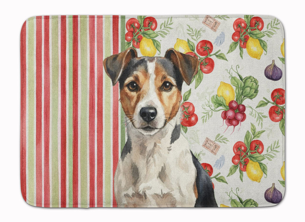 Tricolor Russell Terrier Vegetables Memory Foam Kitchen Mat Machine Washable Anti-Fatigue Cushion Comfort Bath or Kitchen Rug