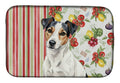 White with Black Markings Russell Terrier Vegetables Dish Drying Mat Absorbent Dish Drying Mat Pad for Kitchen Counter Dish Drainer Mat for Countertop, 14 x 21", Multicolor
