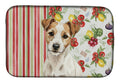 White with Tan Markings Russell Terrier Vegetables Dish Drying Mat Absorbent Dish Drying Mat Pad for Kitchen Counter Dish Drainer Mat for Countertop, 14 x 21", Multicolor
