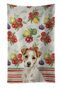 White with Tan Markings Russell Terrier Vegetables Kitchen Towel Velour Plush Front and Cotton Loop Back Machine Washable