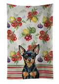 Black and Tan Russian Toy Vegetables Kitchen Towel Velour Plush Front and Cotton Loop Back Machine Washable