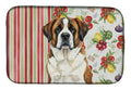 Brindle and White Saint Bernard Vegetables Dish Drying Mat Absorbent Dish Drying Mat Pad for Kitchen Counter Dish Drainer Mat for Countertop, 14 x 21", Multicolor