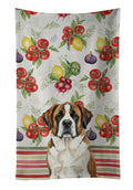Brindle and White Saint Bernard Vegetables Kitchen Towel Velour Plush Front and Cotton Loop Back Machine Washable